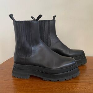 Loeffler Randall Black Leather Toni platform Boots size 9